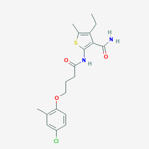 molecular formula C19H23ClN2O3S B333976 2-{[4-(4-Chloro-2-methylphenoxy)butanoyl]amino}-4-ethyl-5-methyl-3-thiophenecarboxamide 