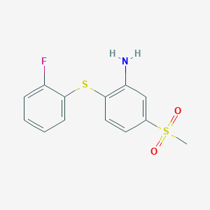 molecular formula C13H12FNO2S2 B3339858 2-(2-Fluorophenyl)sulfanyl-5-methylsulfonylaniline CAS No. 129846-94-2