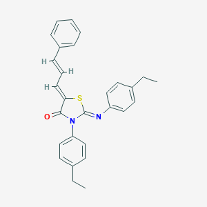 molecular formula C28H26N2OS B333989 3-(4-Ethylphenyl)-2-[(4-ethylphenyl)imino]-5-(3-phenyl-2-propenylidene)-1,3-thiazolidin-4-one 