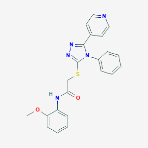 molecular formula C22H19N5O2S B334000 N-(2-methoxyphenyl)-2-{[4-phenyl-5-(pyridin-4-yl)-4H-1,2,4-triazol-3-yl]sulfanyl}acetamide 