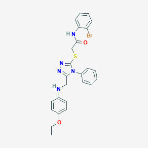molecular formula C25H24BrN5O2S B334002 N-(2-Bromophenyl)-2-((5-(((4-ethoxyphenyl)amino)methyl)-4-phenyl-4H-1,2,4-triazol-3-yl)thio)acetamide 