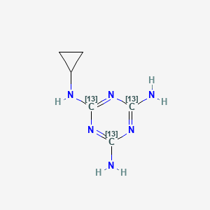 molecular formula C6H10N6 B3340027 N-Cyclopropyl-1,3,5-tria-zin-13C3-2,4,6-triamin CAS No. 1808990-94-4