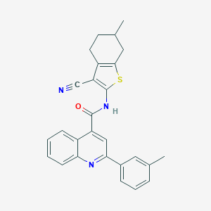 molecular formula C27H23N3OS B334006 N-(3-cyano-6-methyl-4,5,6,7-tetrahydro-1-benzothiophen-2-yl)-2-(3-methylphenyl)quinoline-4-carboxamide 