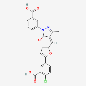 molecular formula C23H15ClN2O6 B3340197 5-[5-[(Z)-[1-(3-carboxyphenyl)-3-methyl-5-oxopyrazol-4-ylidene]methyl]furan-2-yl]-2-chlorobenzoic acid CAS No. 292065-64-6
