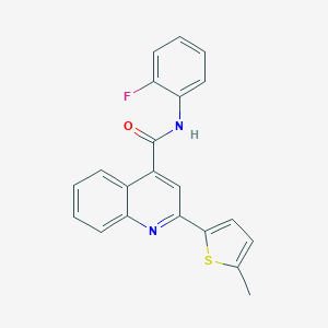 molecular formula C21H15FN2OS B334020 N-(2-fluorophenyl)-2-(5-methyl-2-thienyl)-4-quinolinecarboxamide 