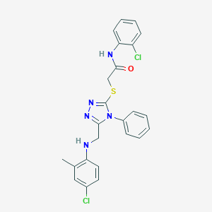 2-({5-[(4-chloro-2-methylanilino)methyl]-4-phenyl-4H-1,2,4-triazol-3-yl}sulfanyl)-N-(2-chlorophenyl)acetamide