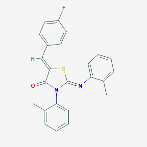 molecular formula C24H19FN2OS B334027 5-(4-Fluorobenzylidene)-3-(2-methylphenyl)-2-[(2-methylphenyl)imino]-1,3-thiazolidin-4-one 
