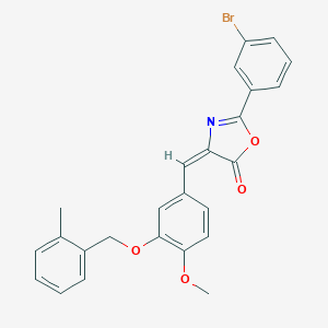 molecular formula C25H20BrNO4 B334034 2-(3-bromophenyl)-4-{4-methoxy-3-[(2-methylbenzyl)oxy]benzylidene}-1,3-oxazol-5(4H)-one 
