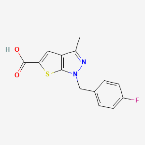 molecular formula C14H11FN2O2S B3340400 1-(4-Fluoro-benzyl)-3-methyl-1H-thieno[2,3-c]pyrazole-5-carboxylic acid CAS No. 554439-46-2