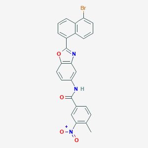 molecular formula C25H16BrN3O4 B334041 N-[2-(5-bromonaphthalen-1-yl)-1,3-benzoxazol-5-yl]-4-methyl-3-nitrobenzamide 