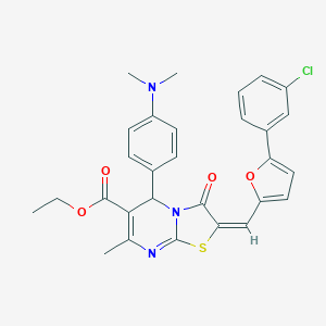 molecular formula C29H26ClN3O4S B334043 ethyl 2-{[5-(3-chlorophenyl)-2-furyl]methylene}-5-[4-(dimethylamino)phenyl]-7-methyl-3-oxo-2,3-dihydro-5H-[1,3]thiazolo[3,2-a]pyrimidine-6-carboxylate 