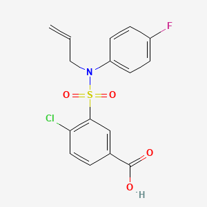 molecular formula C16H13ClFNO4S B3340432 3-[Allyl-(4-fluoro-phenyl)-sulfamoyl]-4-chloro-benzoic acid CAS No. 565192-80-5