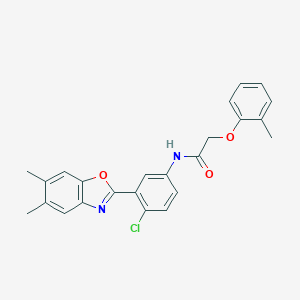molecular formula C24H21ClN2O3 B334046 N-[4-chloro-3-(5,6-dimethyl-1,3-benzoxazol-2-yl)phenyl]-2-(2-methylphenoxy)acetamide 