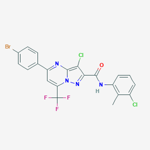 molecular formula C21H12BrCl2F3N4O B334057 5-(4-bromophenyl)-3-chloro-N-(3-chloro-2-methylphenyl)-7-(trifluoromethyl)pyrazolo[1,5-a]pyrimidine-2-carboxamide 