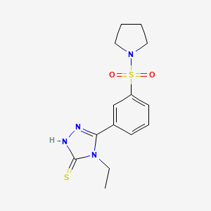 molecular formula C14H18N4O2S2 B3340615 4-ethyl-5-[3-(pyrrolidin-1-ylsulfonyl)phenyl]-4H-1,2,4-triazole-3-thiol CAS No. 750624-67-0