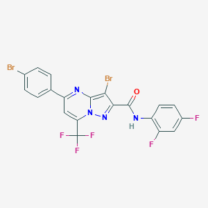 molecular formula C20H9Br2F5N4O B334063 3-bromo-5-(4-bromophenyl)-N-(2,4-difluorophenyl)-7-(trifluoromethyl)pyrazolo[1,5-a]pyrimidine-2-carboxamide 