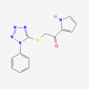 molecular formula C13H11N5OS B3340680 2-[(1-苯基-1H-1,2,3,4-四唑-5-基)硫代]-1-(1H-吡咯-2-基)乙烷-1-酮 CAS No. 801235-12-1
