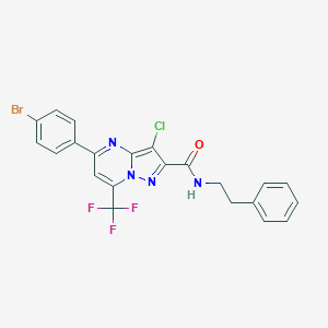 molecular formula C22H15BrClF3N4O B334071 5-(4-bromophenyl)-3-chloro-N-(2-phenylethyl)-7-(trifluoromethyl)pyrazolo[1,5-a]pyrimidine-2-carboxamide 