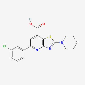 molecular formula C18H16ClN3O2S B3340732 5-(3-Chlorophenyl)-2-piperidin-1-yl[1,3]thiazolo[4,5-b]pyridine-7-carboxylic acid CAS No. 852388-72-8