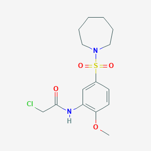 molecular formula C15H21ClN2O4S B3340770 N-[5-(氮杂环己-1-磺酰基)-2-甲氧基苯基]-2-氯乙酰胺 CAS No. 872107-76-1