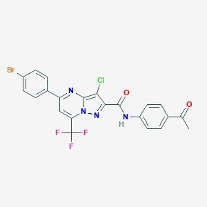 molecular formula C22H13BrClF3N4O2 B334079 N-(4-acetylphenyl)-5-(4-bromophenyl)-3-chloro-7-(trifluoromethyl)pyrazolo[1,5-a]pyrimidine-2-carboxamide 