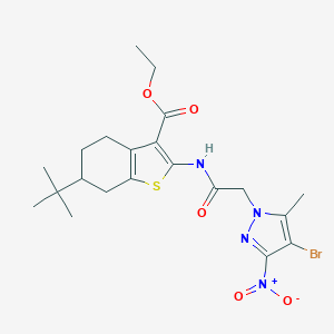 molecular formula C21H27BrN4O5S B334082 ethyl 2-[({4-bromo-3-nitro-5-methyl-1H-pyrazol-1-yl}acetyl)amino]-6-tert-butyl-4,5,6,7-tetrahydro-1-benzothiophene-3-carboxylate 