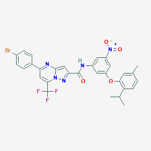 molecular formula C30H23BrF3N5O4 B334085 5-(4-bromophenyl)-N-[3-nitro-5-(2-isopropyl-5-methylphenoxy)phenyl]-7-(trifluoromethyl)pyrazolo[1,5-a]pyrimidine-2-carboxamide 