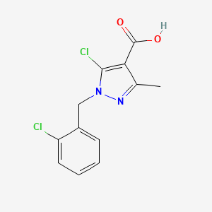 molecular formula C12H10Cl2N2O2 B3340922 5-chloro-1-(2-chlorobenzyl)-3-methyl-1H-pyrazole-4-carboxylic acid CAS No. 956374-18-8