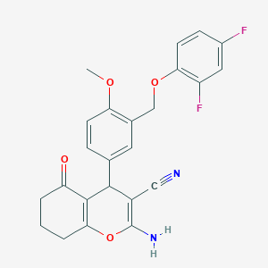 molecular formula C24H20F2N2O4 B334093 2-amino-4-{3-[(2,4-difluorophenoxy)methyl]-4-methoxyphenyl}-5-oxo-5,6,7,8-tetrahydro-4H-chromene-3-carbonitrile 