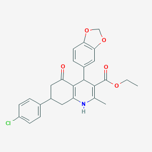 molecular formula C26H24ClNO5 B334094 Ethyl 4-(1,3-benzodioxol-5-yl)-7-(4-chlorophenyl)-2-methyl-5-oxo-1,4,5,6,7,8-hexahydro-3-quinolinecarboxylate 