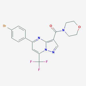 molecular formula C18H14BrF3N4O2 B334095 5-(4-Bromophenyl)-3-(4-morpholinylcarbonyl)-7-(trifluoromethyl)pyrazolo[1,5-a]pyrimidine 