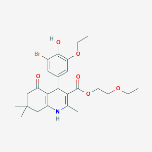 molecular formula C25H32BrNO6 B334096 2-Ethoxyethyl 4-(3-bromo-5-ethoxy-4-hydroxyphenyl)-2,7,7-trimethyl-5-oxo-1,4,5,6,7,8-hexahydro-3-quinolinecarboxylate 