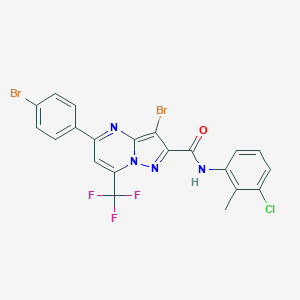 molecular formula C21H12Br2ClF3N4O B334103 3-bromo-5-(4-bromophenyl)-N-(3-chloro-2-methylphenyl)-7-(trifluoromethyl)pyrazolo[1,5-a]pyrimidine-2-carboxamide 