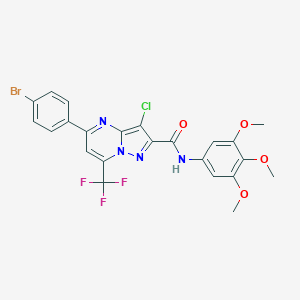 molecular formula C23H17BrClF3N4O4 B334104 5-(4-bromophenyl)-3-chloro-7-(trifluoromethyl)-N-(3,4,5-trimethoxyphenyl)pyrazolo[1,5-a]pyrimidine-2-carboxamide 
