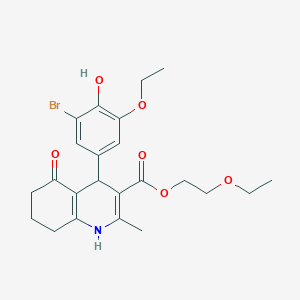 molecular formula C23H28BrNO6 B334105 2-Ethoxyethyl 4-(3-bromo-5-ethoxy-4-hydroxyphenyl)-2-methyl-5-oxo-1,4,5,6,7,8-hexahydroquinoline-3-carboxylate 
