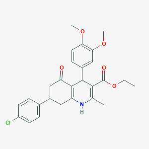 Ethyl 7-(4-chlorophenyl)-4-(3,4-dimethoxyphenyl)-2-methyl-5-oxo-1,4,5,6,7,8-hexahydroquinoline-3-carboxylate