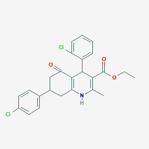 molecular formula C25H23Cl2NO3 B334110 Ethyl 4-(2-chlorophenyl)-7-(4-chlorophenyl)-2-methyl-5-oxo-1,4,5,6,7,8-hexahydro-3-quinolinecarboxylate 