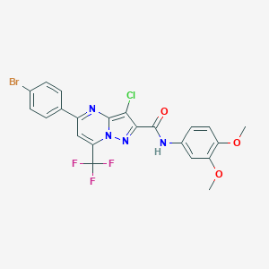 molecular formula C22H15BrClF3N4O3 B334116 5-(4-bromophenyl)-3-chloro-N-(3,4-dimethoxyphenyl)-7-(trifluoromethyl)pyrazolo[1,5-a]pyrimidine-2-carboxamide 