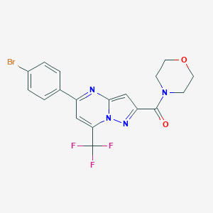 molecular formula C18H14BrF3N4O2 B334118 5-(4-Bromophenyl)-2-(4-morpholinylcarbonyl)-7-(trifluoromethyl)pyrazolo[1,5-a]pyrimidine 