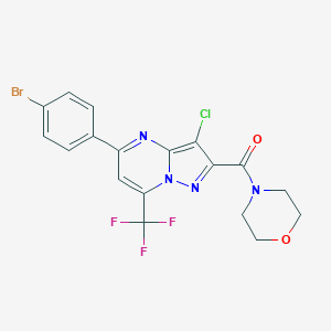 molecular formula C18H13BrClF3N4O2 B334120 5-(4-Bromophenyl)-3-chloro-2-(4-morpholinylcarbonyl)-7-(trifluoromethyl)pyrazolo[1,5-a]pyrimidine 