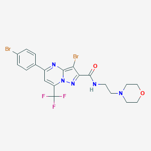 molecular formula C20H18Br2F3N5O2 B334126 3-bromo-5-(4-bromophenyl)-N-(2-morpholin-4-ylethyl)-7-(trifluoromethyl)pyrazolo[1,5-a]pyrimidine-2-carboxamide 