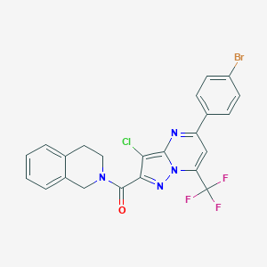 molecular formula C23H15BrClF3N4O B334132 [5-(4-bromophenyl)-3-chloro-7-(trifluoromethyl)pyrazolo[1,5-a]pyrimidin-2-yl](3,4-dihydroisoquinolin-2(1H)-yl)methanone 