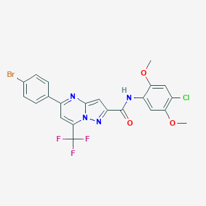 molecular formula C22H15BrClF3N4O3 B334138 5-(4-bromophenyl)-N-(4-chloro-2,5-dimethoxyphenyl)-7-(trifluoromethyl)pyrazolo[1,5-a]pyrimidine-2-carboxamide 