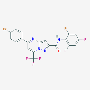 molecular formula C20H9Br2F5N4O B334140 N-(2-bromo-4,6-difluorophenyl)-5-(4-bromophenyl)-7-(trifluoromethyl)pyrazolo[1,5-a]pyrimidine-2-carboxamide 