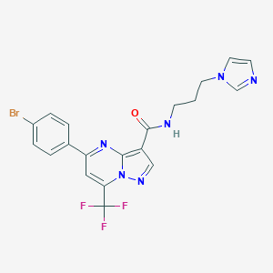 molecular formula C20H16BrF3N6O B334146 5-(4-bromophenyl)-N-[3-(1H-imidazol-1-yl)propyl]-7-(trifluoromethyl)pyrazolo[1,5-a]pyrimidine-3-carboxamide 