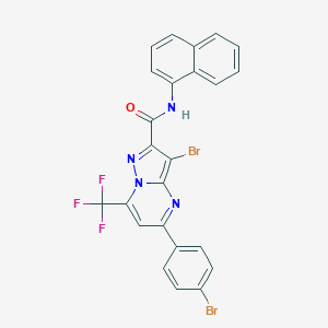 molecular formula C24H13Br2F3N4O B334156 3-bromo-5-(4-bromophenyl)-N-(1-naphthyl)-7-(trifluoromethyl)pyrazolo[1,5-a]pyrimidine-2-carboxamide 
