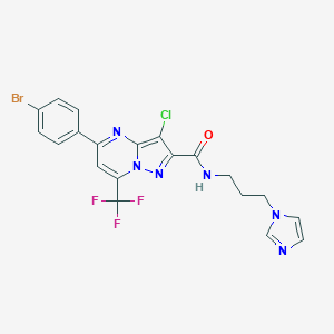 molecular formula C20H15BrClF3N6O B334163 5-(4-bromophenyl)-3-chloro-N-[3-(1H-imidazol-1-yl)propyl]-7-(trifluoromethyl)pyrazolo[1,5-a]pyrimidine-2-carboxamide 