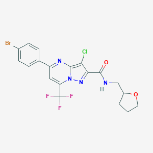 molecular formula C19H15BrClF3N4O2 B334164 5-(4-bromophenyl)-3-chloro-N-(tetrahydrofuran-2-ylmethyl)-7-(trifluoromethyl)pyrazolo[1,5-a]pyrimidine-2-carboxamide 
