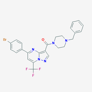 molecular formula C25H21BrF3N5O B334165 (4-Benzylpiperazin-1-yl)[5-(4-bromophenyl)-7-(trifluoromethyl)pyrazolo[1,5-a]pyrimidin-3-yl]methanone 
