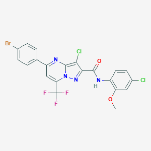 molecular formula C21H12BrCl2F3N4O2 B334169 5-(4-bromophenyl)-3-chloro-N-(4-chloro-2-methoxyphenyl)-7-(trifluoromethyl)pyrazolo[1,5-a]pyrimidine-2-carboxamide 